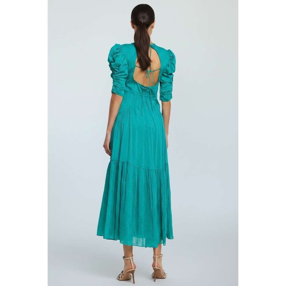 Isabel Marant Bealisa Green Silk Blend Ruched MIDI Backless Dress Sz 40/US 8 NEW